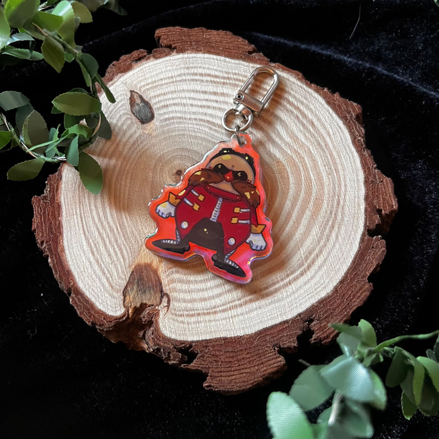 Llavero Sonic // Eggman - acrílico holográfico arcoiris