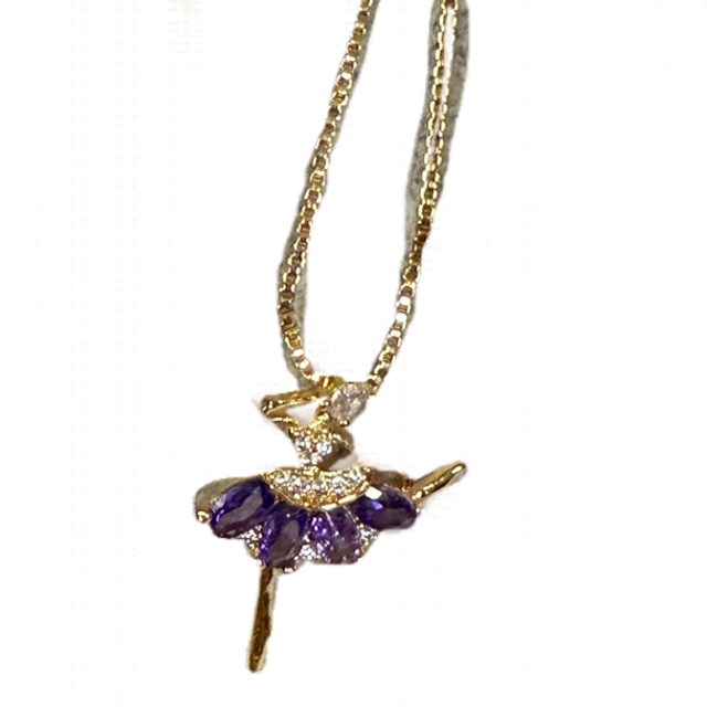 Gold with Purple Gems Ballerina Necklace