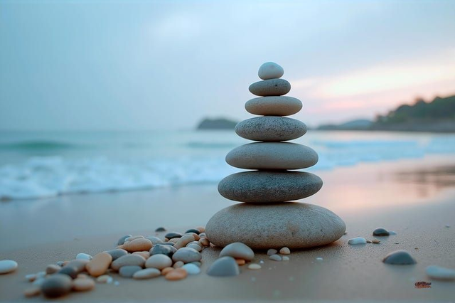 Tableau Galets Zen 🌊 | Décoration Murale Plage – Ambiance Apaisante Bleu & Gris 🧘‍♂️