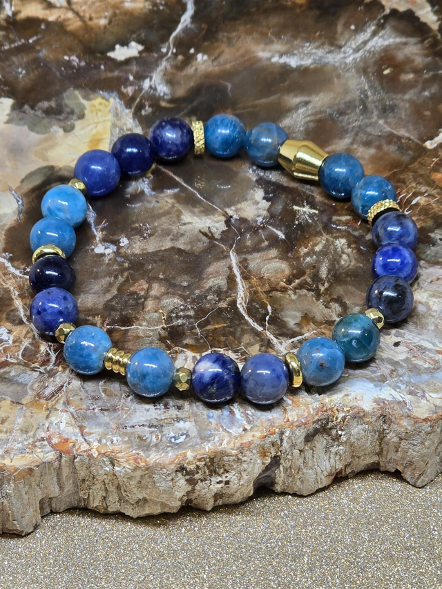 Bracelet Sodalite et Apatite en 0,8 cm