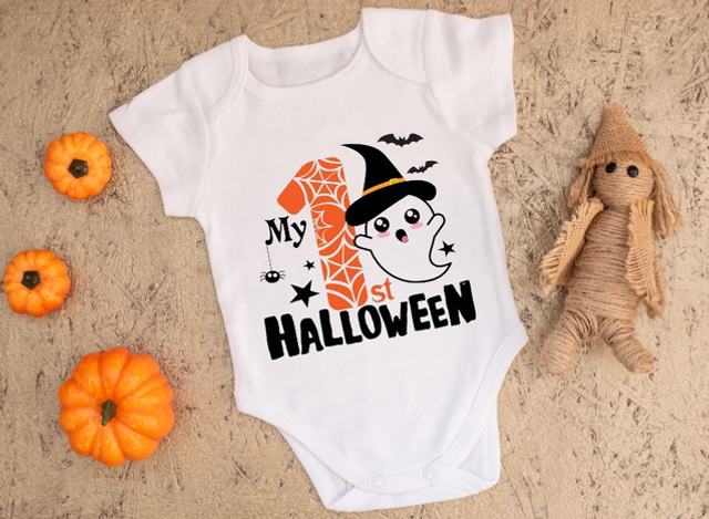 My first Halloween baby grow ghost (HB3)