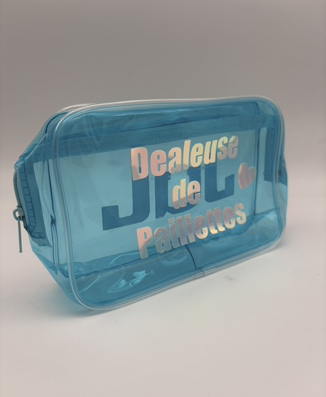 Pochette PVC turquoise phospho