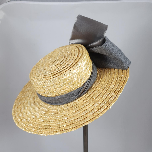 Midi canotier en paille cousue