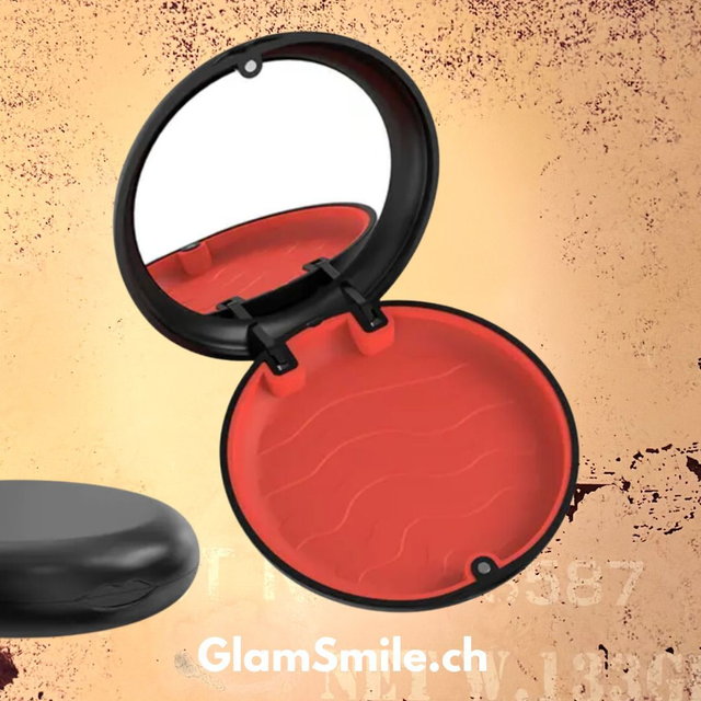 Etui de rangement pour gouttières orthodontiques invisibles bicolore avec miroir