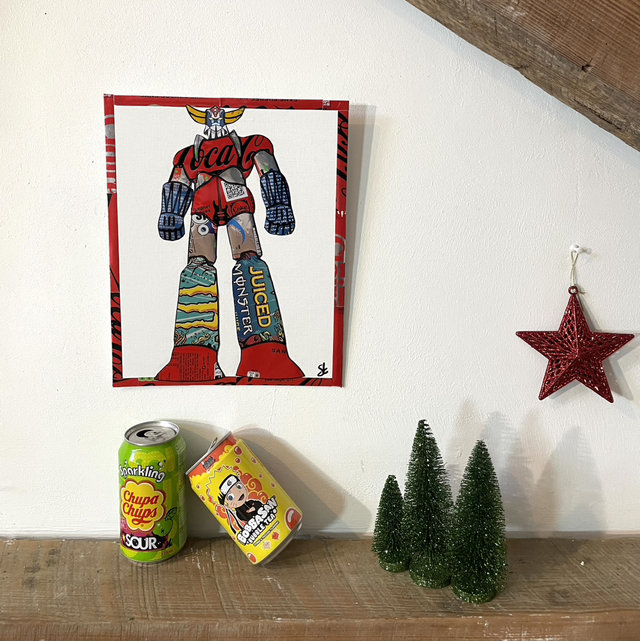 Tableau GOLDORAK réalisé avec des canettes recyclées