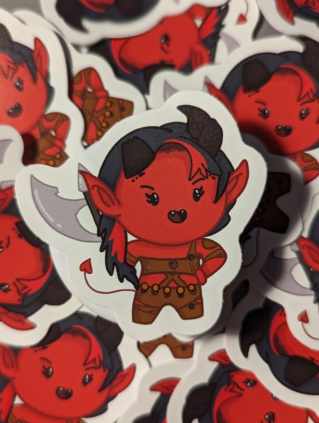 Baldur&#039;s Gate 3 Karlach Chibi Vinyl Stickers