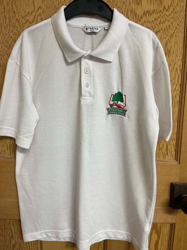 Preloved Stivichall Primary School Polo T-shirt White