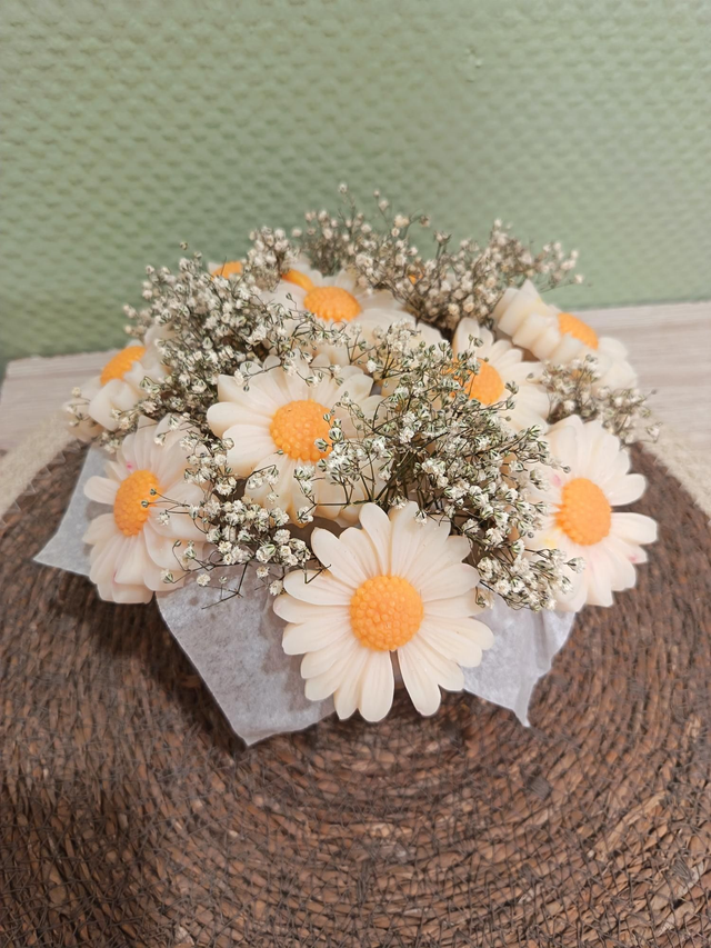 Composition florale Marguerites Pin Vanillé