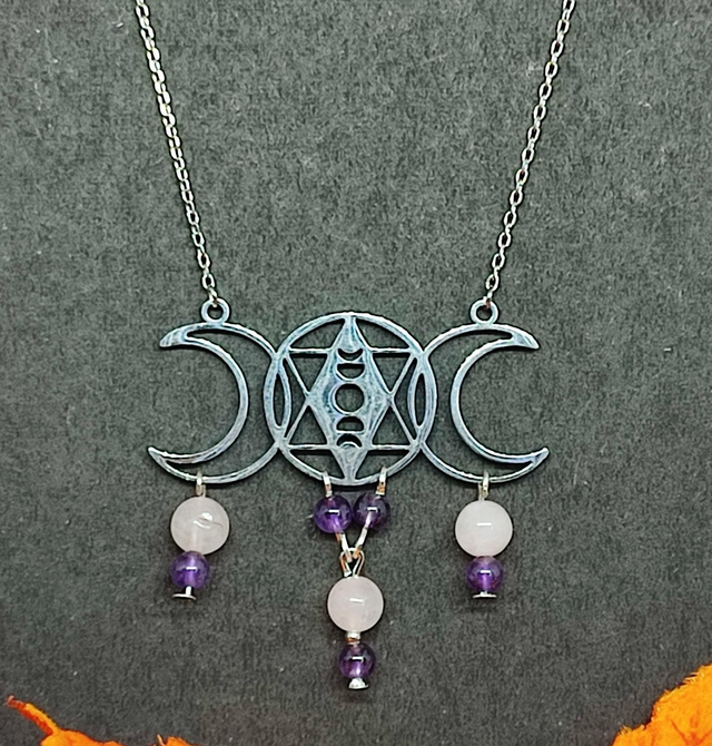 Pendentif Phases de lune - Améthyste/Quartz
