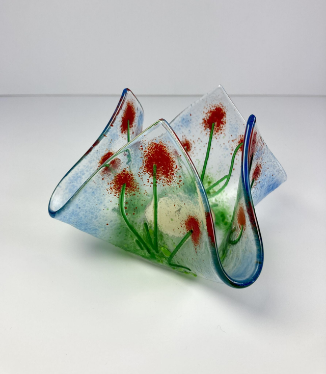 Red floral tea light holder