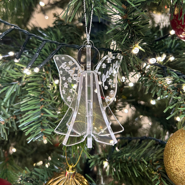 2 x Angel Peace Baubles (Clear)