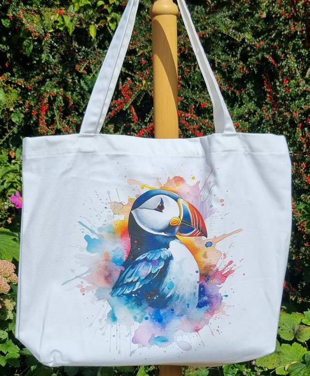 X009 BAG - PUFFIN GUSSETED SHOPPER BAG 100% COTTON