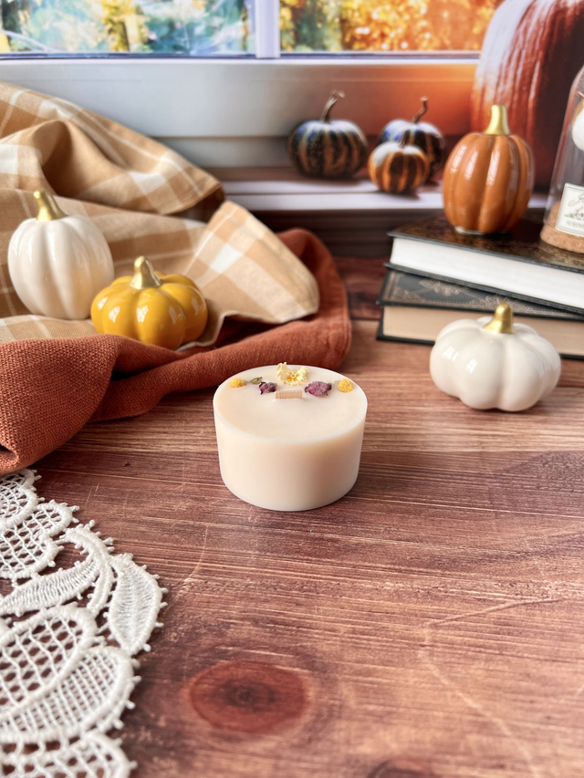 🍁 Maxi bougie fleurie - parfum Thé noir vanille