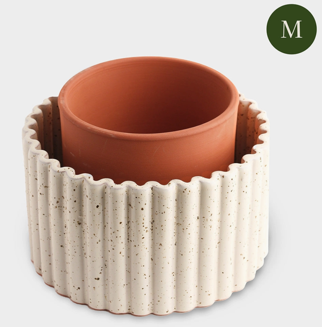Pot autonome Paula (M) - Blanc grainé