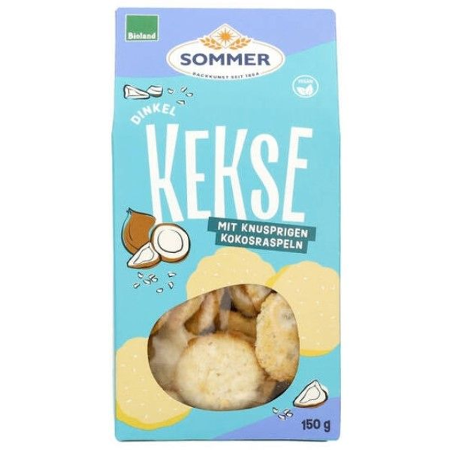 Sommer Dinkel Kekse mit knusprigen Kokosraspeln 150g Packung