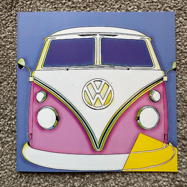 VW Camper - Single Square Art Pop Art Greeting Card, White Envelope, Blank Inside, Recyclable Wrap, Professionally Printed.