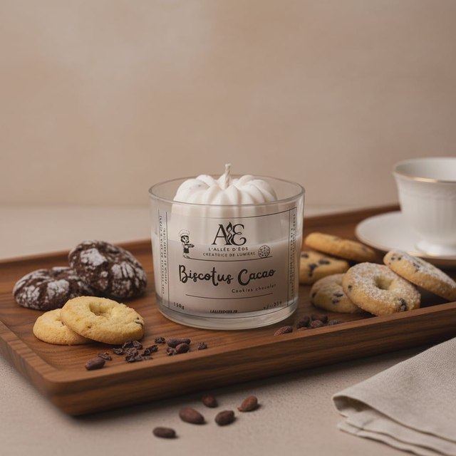 Bougie Biscotus Cacao - Parfum Cookie Chocolat