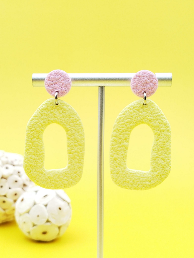 Boucles d'oreilles "Odéa" Jaunes et Rose pastels