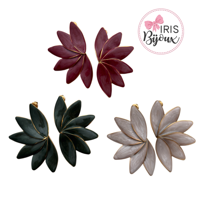 Orecchini foglie smaltate 