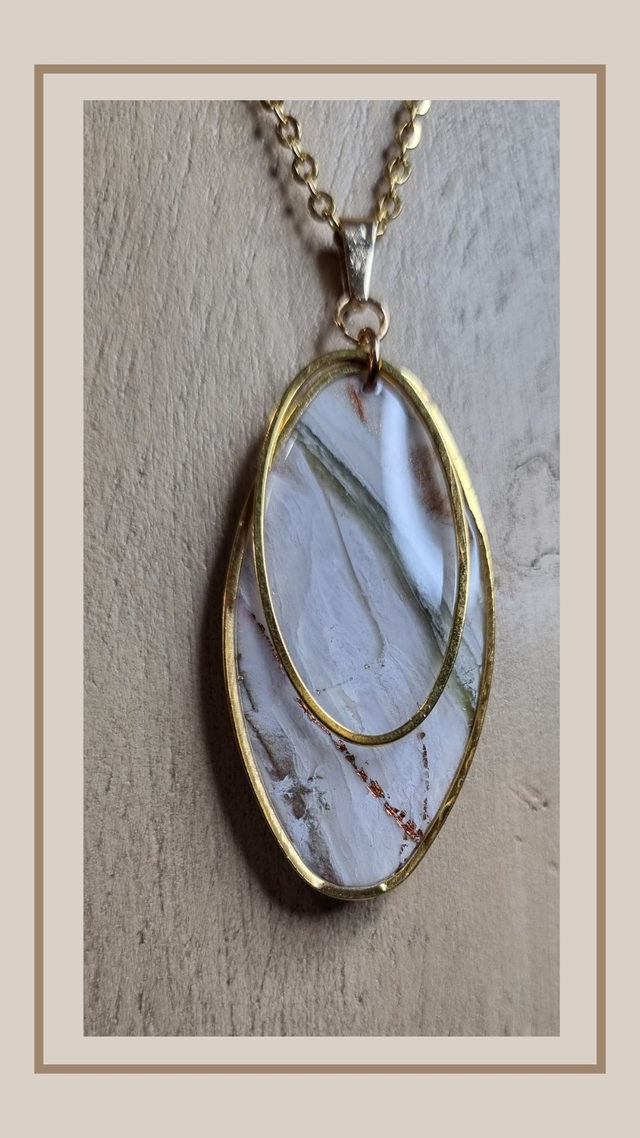 Parure fausse pierre naturelle double ovale 