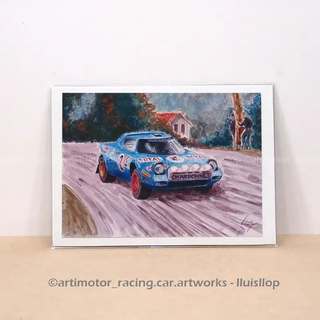 Artimotor prints - mini lito 13x18 1977 Bernard Darniche Lancia Stratos rally Polonia