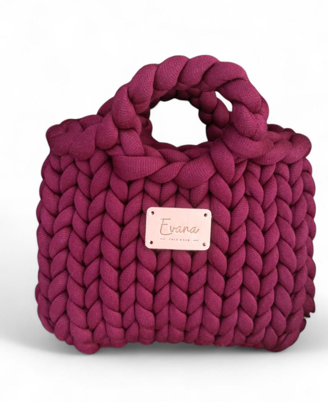 Grenat - petit cabas - logo en cuir