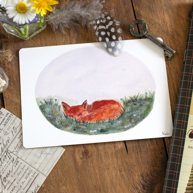 Endormi dans la prairie - carte postale