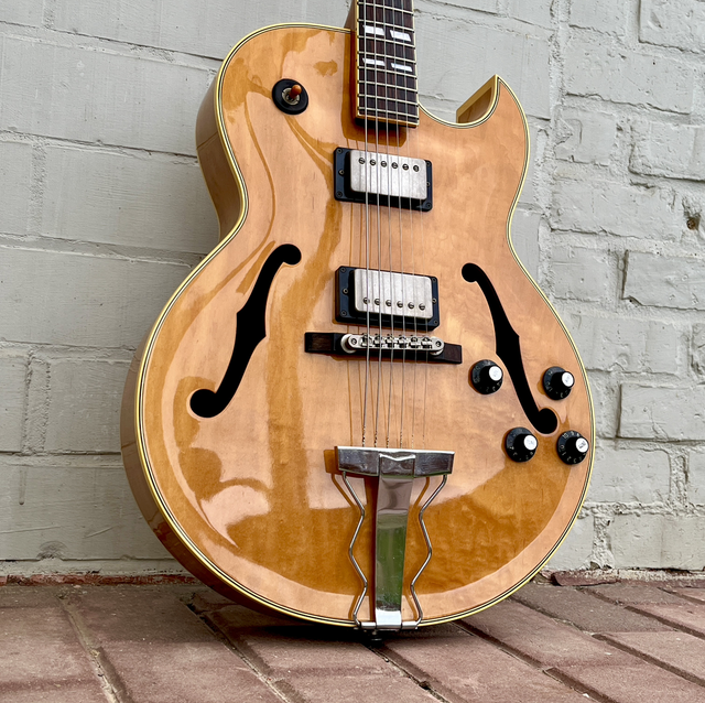 1990 Greco FA-80 (Gibson ES-175) CUSTOM ORDER MADE (Flame Maple Body) ... "Clear Sound Project" ... Blonde LAWSUIT Made in Japan + ORIGINAL Hard Case