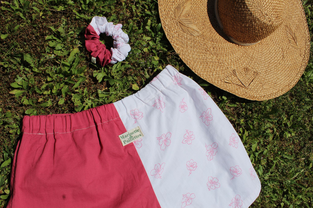 Short bicolore fleurs de cerisier - Taille 1