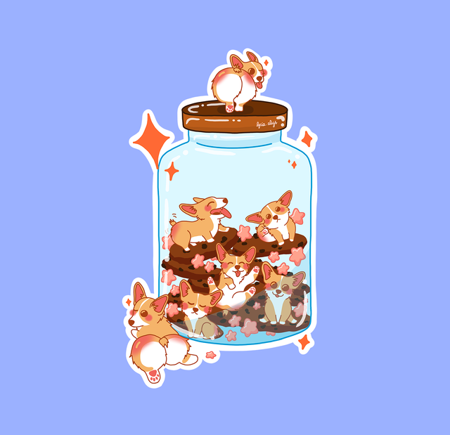 Corgi cookie jar - sticker