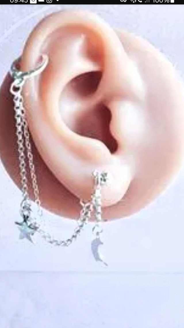 Moon &amp; Star Dual Piercing Earring – Sterling Silver Celestial Jewellery for Intuition, Ritual &amp; Spiritual Alignment