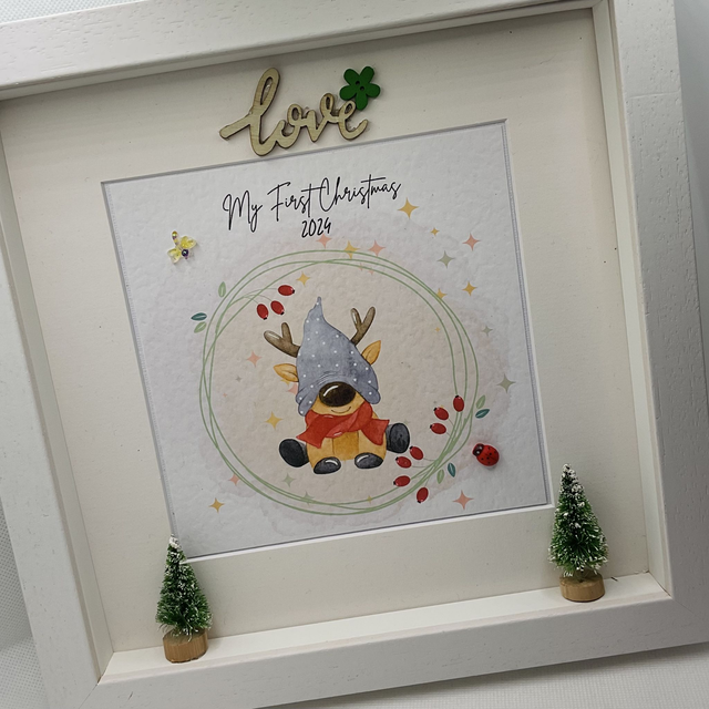 Personalised First Christmas frame and album set.
