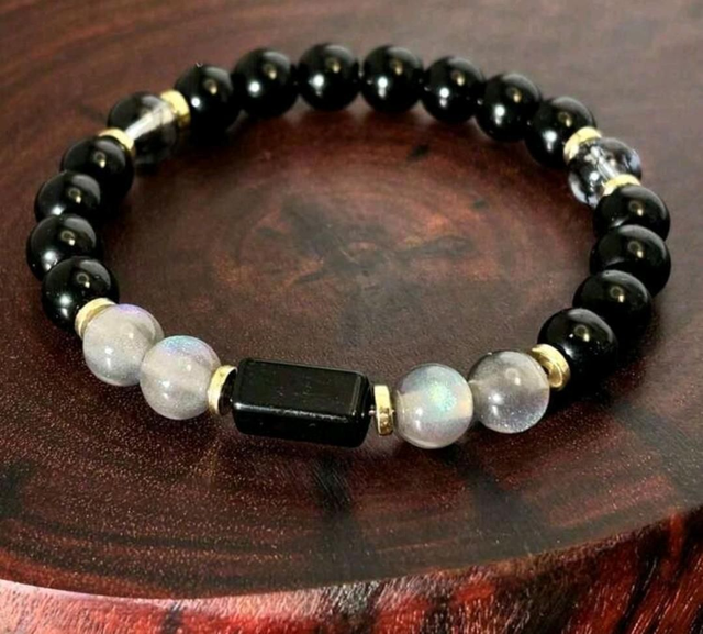 Bracelet labradorite et tourmaline 