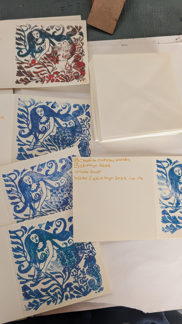 Art Handmade Mermaid card creative Cats by Wendy