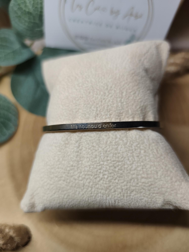 BRACELET RIGIDE ACIER INOXY GOLD "MA NOUNOU D'ENFER" 0000809