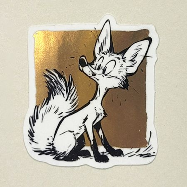 Ink fox glossy gold sticker