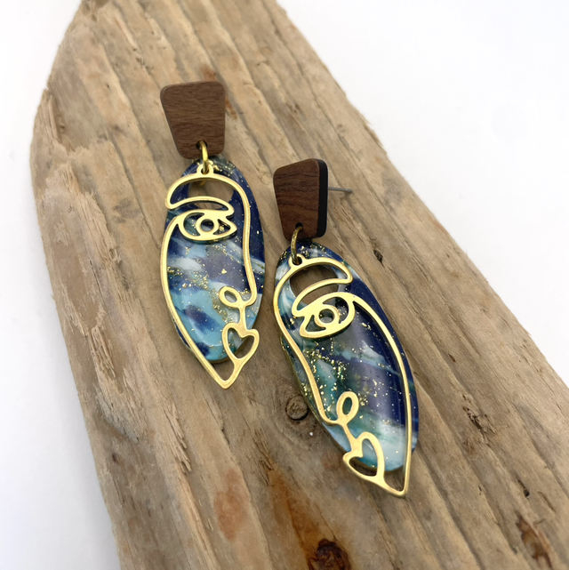 Ocean faces earrings 