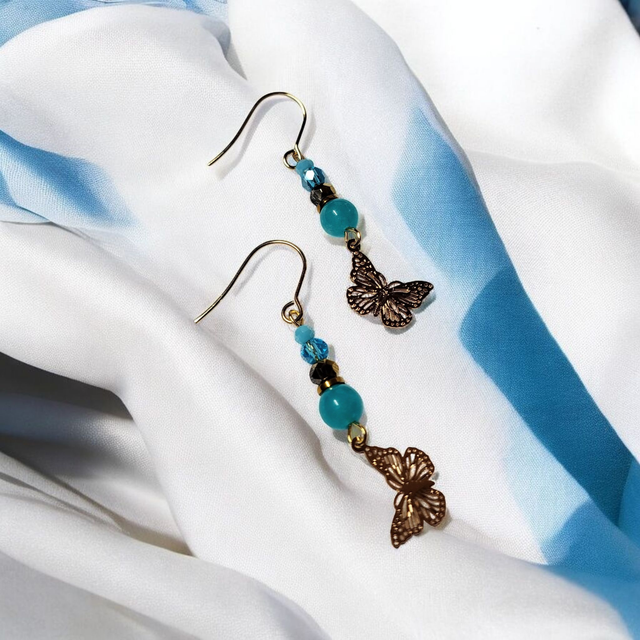 Boucles d'oreilles bleu turquoise acier inoxydable