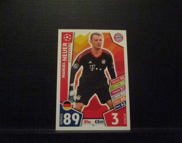 Manuel Neuer - UEFA Champions League Match Attax 2017/18 Original Trading Card #56