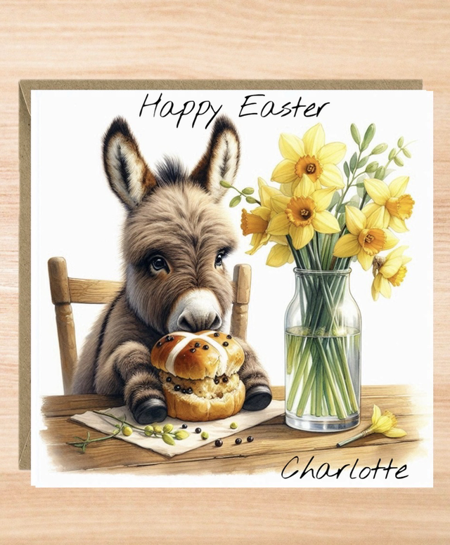 Personalised Donkey Easter Card