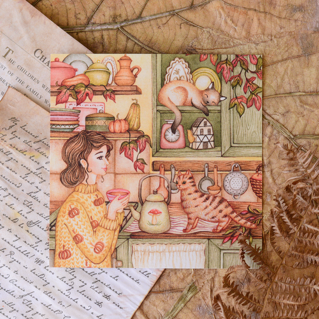 &quot;Cozy Kitchen&quot; postcard