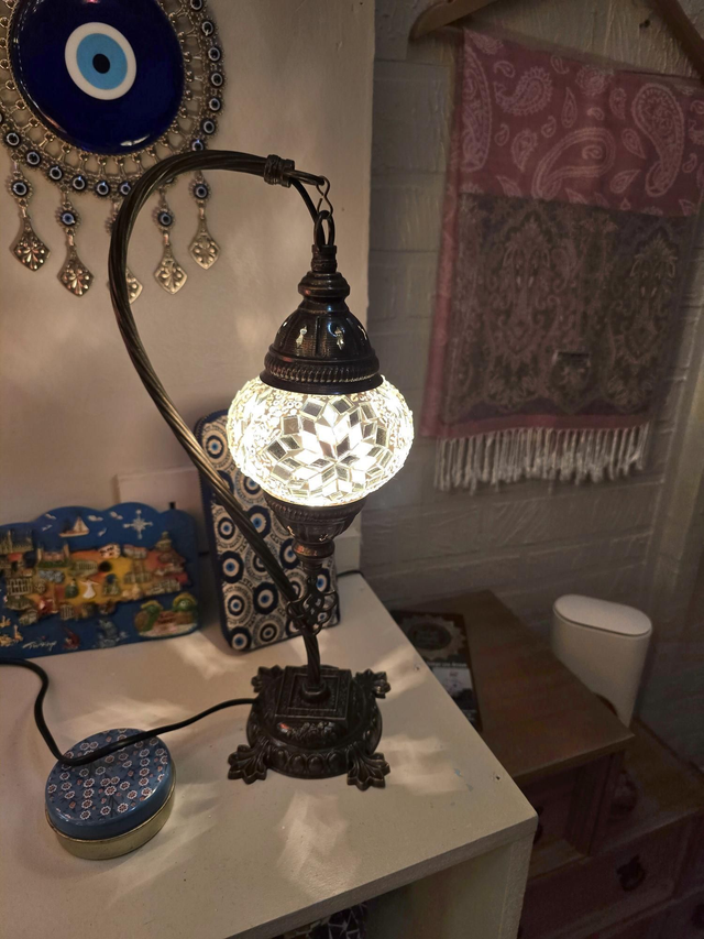 Small Mosaic Swanneck Table Lamp