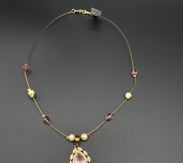 Invisible chain baby pink stone 