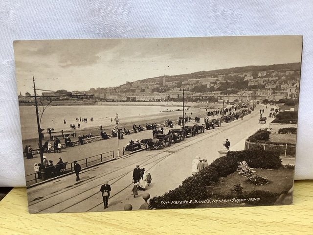 The Parade &amp; Sands, Weston-Super-Mare, Somerset, Posted 1914 J. Welch &amp; Sons Antique postcard. Our Ref No. R691 £2.50