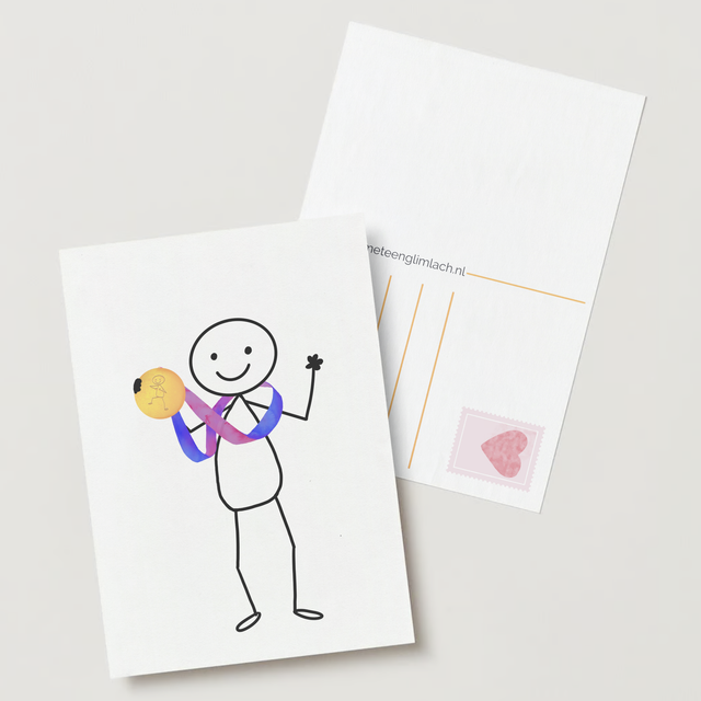 Wenskaart winnaar – Robin met medaille