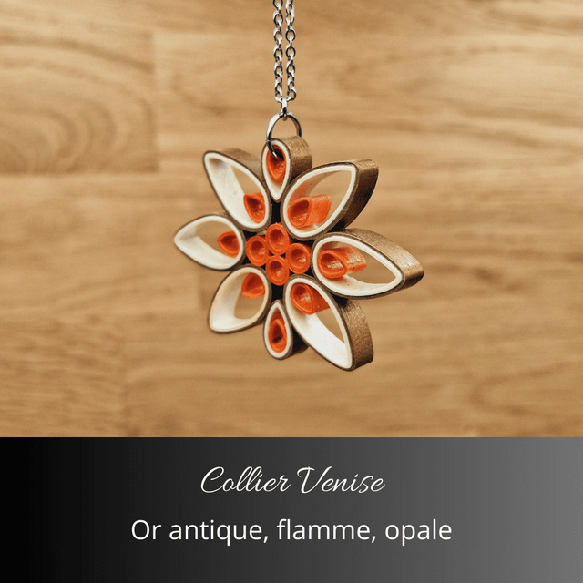 Collier Venise - Or antique, flamme, opale