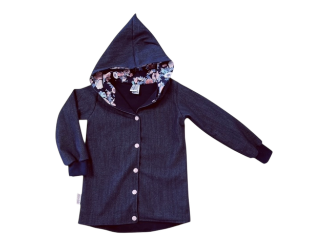 Jeansmantel „Blumen blau“ 