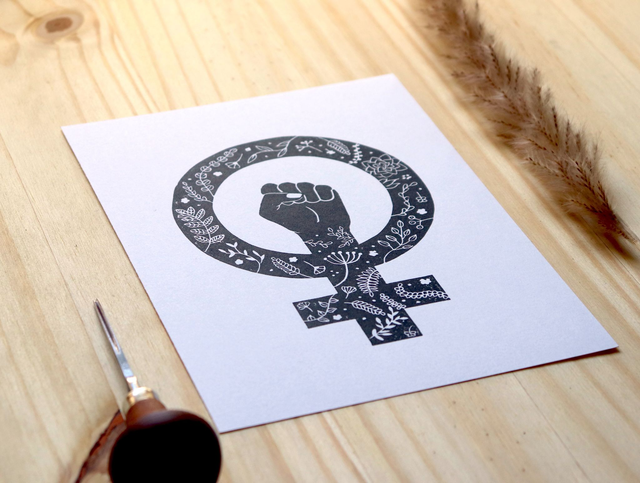 Linogravure A5 Sigle féministe (plusieurs coloris)