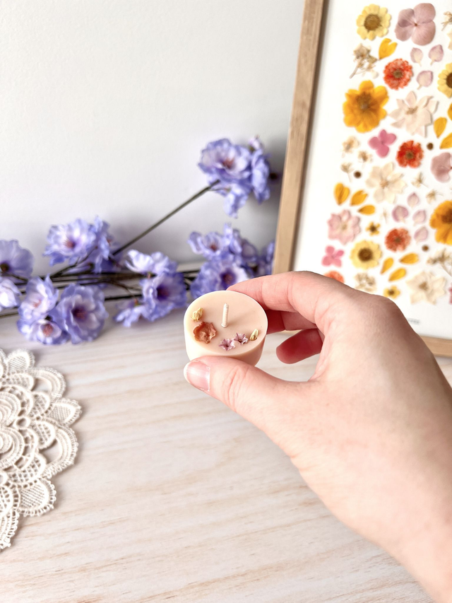 🌸 Mini bougie fleurie - parfum Fleur de Lotus (à l&#039;unité)
