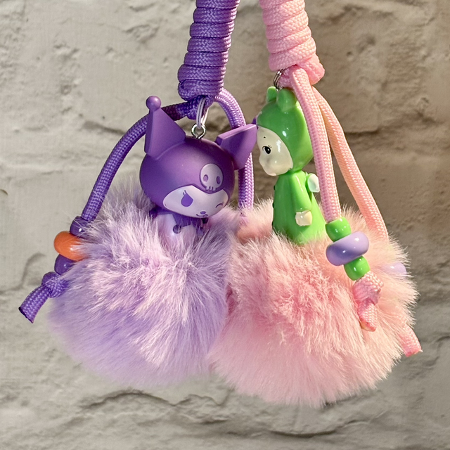 Pom Pom Character rope keychain cute Kuromi or Sonny Angel inspired